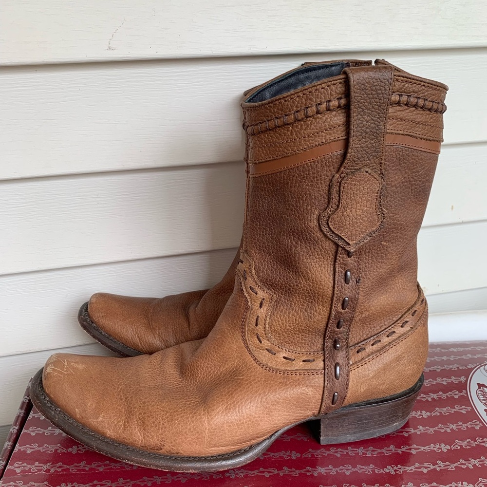 King Exotic Brown Leather Cowboy Boots